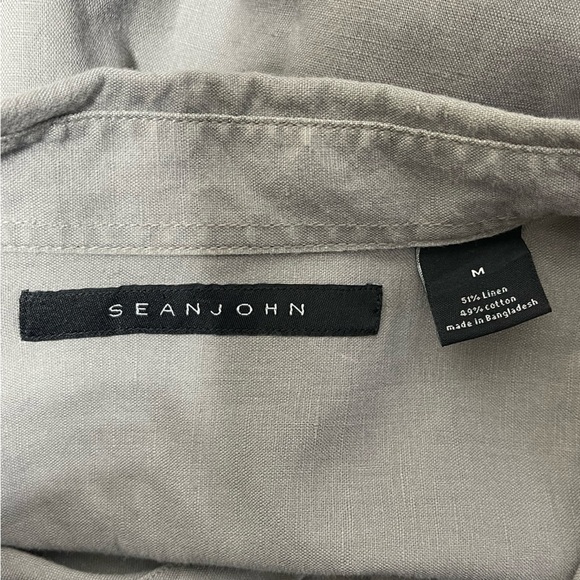 Sean John Linen Blend Casual Button Up Short Sleeve Shirt Men’s Size Medium - Picture 8 of 9